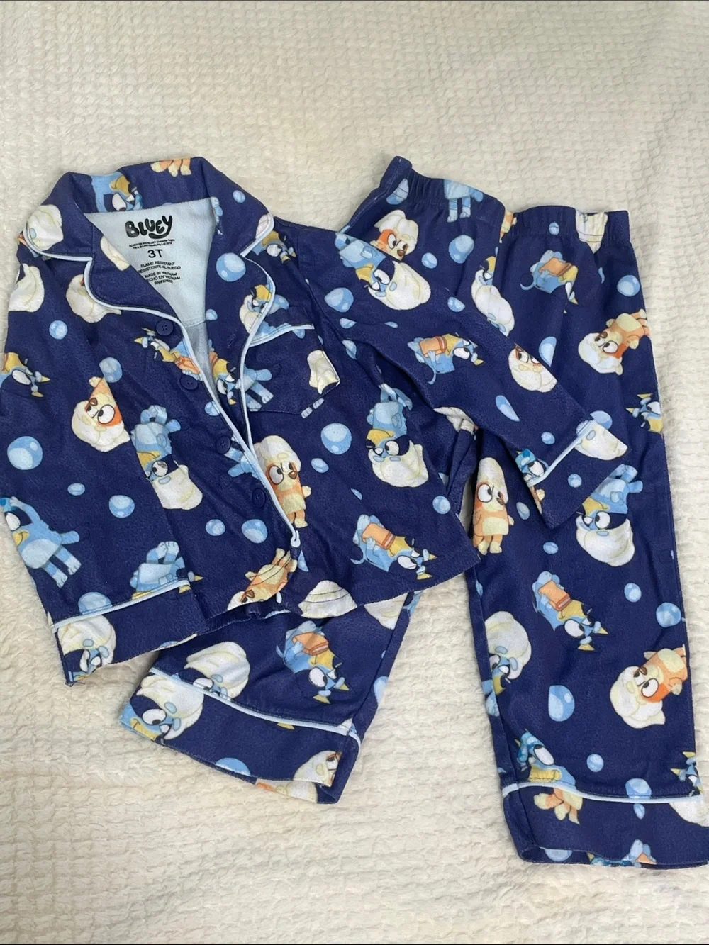 Bluey Kids Pajama Set With Button Front